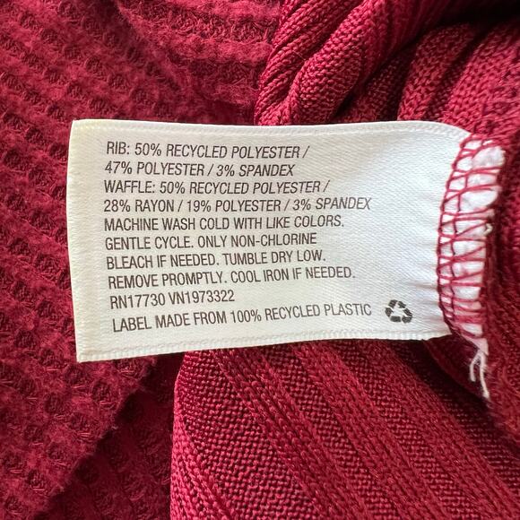 Wild fable Berry Red waffle knit crop longs leeve pullover tee size XXL college - Picture 4 of 14